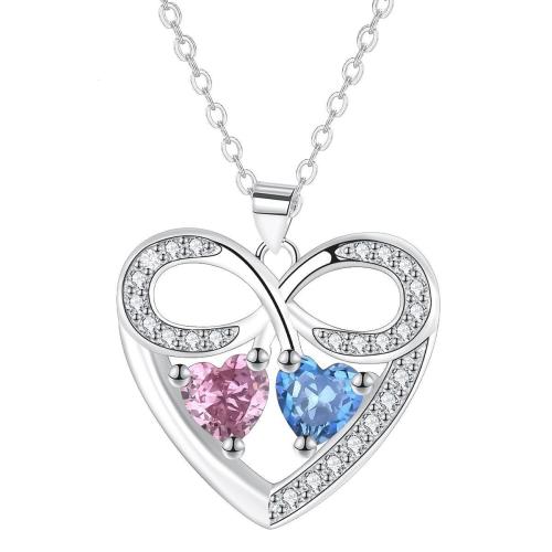 Cubic Cirkon Micro Pave Brass Ogrlica, Mesing, s 5cm Produžetak lanac, Srce, platine pozlaćen, ovalni lanac & micro utrti kubni cirkonij & za žene, 22x21mm, Prodano Per Približno 45 cm Strand