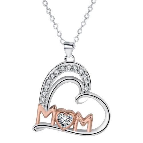 Cubic Zircon Micro Pave Brass Necklace with 5cm extender chain Heart plated oval chain & micro pave cubic zirconia & for woman Sold Per Approx 45 cm Strand