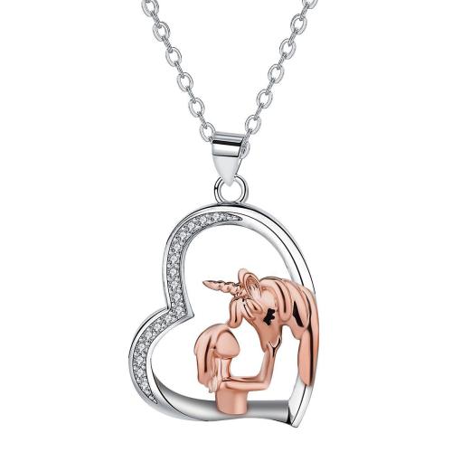 Cubic Zircon Micro Pave Brass Necklace with 5cm extender chain Heart plated oval chain & micro pave cubic zirconia & for woman Sold Per Approx 45 cm Strand