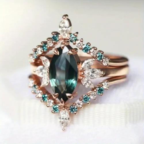 Mosaz Ring Set, barva růže pozlacené, tři kusy & různé velikosti pro výběr & micro vydláždit kubické zirkony & pro ženy, Velikost:6-10, Prodáno By PC