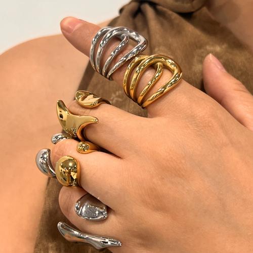 304 Nerūdijantis plienas Cuff Finger Ring, padengtą, įvairių stilių pasirinkimas & moters, Pardavė PC