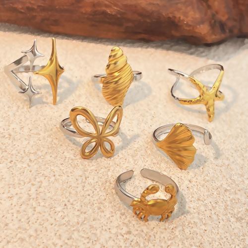 304 Nerūdijantis plienas Cuff Finger Ring, padengtą, įvairių stilių pasirinkimas & moters, Pardavė PC