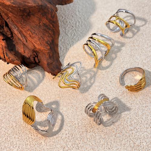 304 Nerūdijantis plienas Cuff Finger Ring, padengtą, įvairių stilių pasirinkimas & moters, Pardavė PC