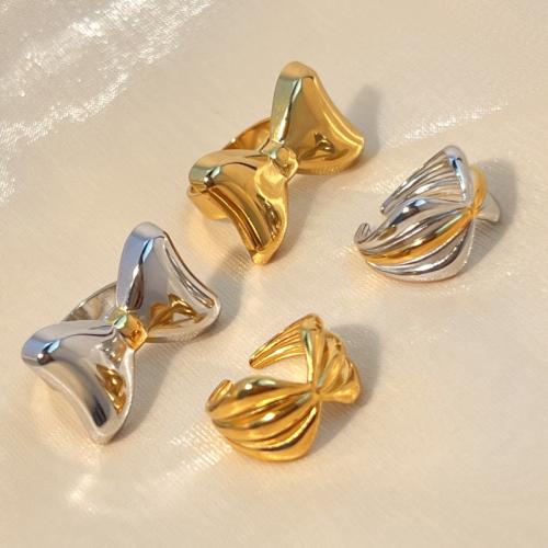 304 Nerūdijantis plienas Cuff Finger Ring, padengtą, įvairių stilių pasirinkimas & moters, Pardavė PC