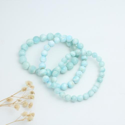 Hemimorphite Bracelet Round Unisex blue Length Approx 6 Inch Sold By PC
