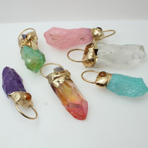 Natuurlijke Quartz Hangers, met Zinc Alloy, Onregelmatige, DIY, meer kleuren voor de keuze, pendant size 45-65mm, Verkocht door PC