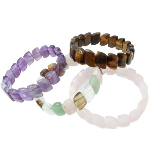 pietra preziosa braccialetto, Motivo geometrico, materiali diversi per la scelta & unisex, beads size 14x10mm, Diametro interno:Appross. 62mm, Venduto da PC