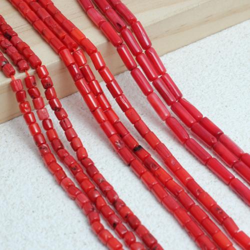 Synthetic Coral Beads Column dyed & DIY red Sold Per Approx 38 cm Strand