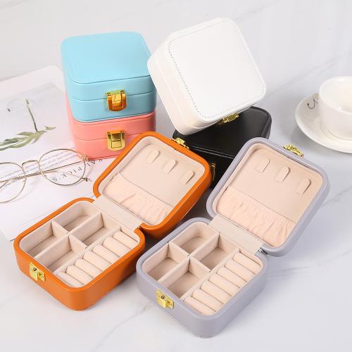PU Leather Jewelry Set Box with Flocking Fabric Square portable & dustproof & multifunctional Sold By PC