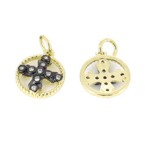 Cilindrata Zircone micro pavimenta il pendente di ottone, placcato, DIY & Micro spianare cubic zirconia, 17x12x3mm, Venduto da PC