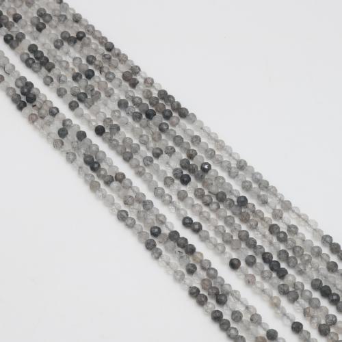 Natural Quartz Jewelry Beads Black Rutilated Quartz Round DIY & faceted Sold By Strand