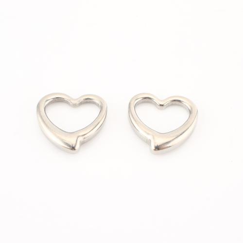 Pendientes Corazón de acero inoxidable, acero inoxidable 304, Bricolaje & hueco, color original, 16x17x4mm, 20PCs/Grupo, Vendido por Grupo