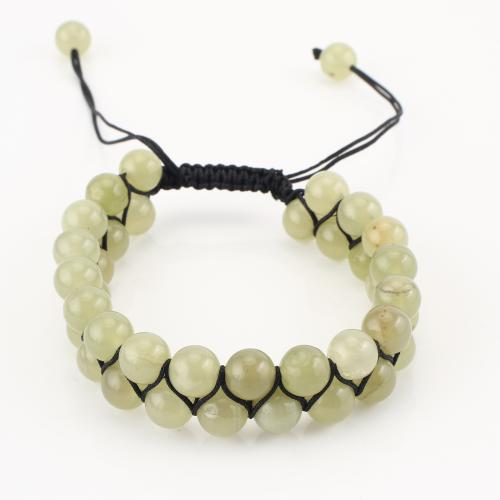 pierre gemme bracelet, Rond, Double couche & unisexe, vert, Vendu par PC