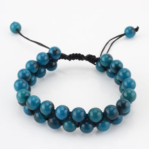 pierre gemme bracelet, Rond, Double couche & unisexe, bleu, Vendu par PC