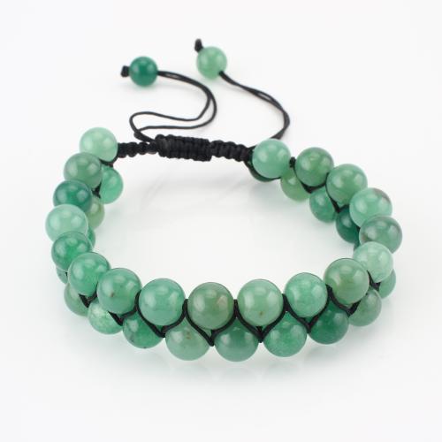pierre gemme bracelet, Rond, Double couche & unisexe, vert, Vendu par PC