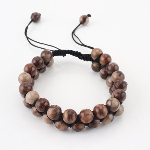 pierre gemme bracelet, Rond, Double couche & unisexe, brun, Vendu par PC