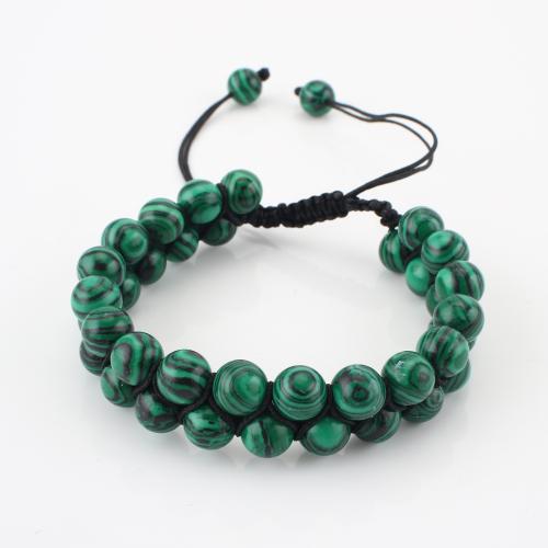pierre gemme bracelet, Rond, Double couche & unisexe, vert, Vendu par PC