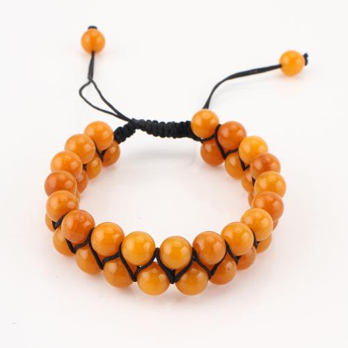 pierre gemme bracelet, Rond, Double couche & unisexe, orange, Vendu par PC