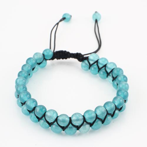pierre gemme bracelet, Rond, Double couche & unisexe, bleu, Vendu par PC