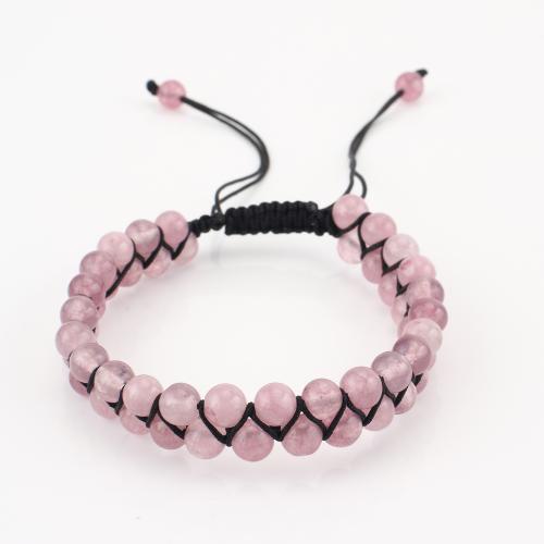 pierre gemme bracelet, Rond, Double couche & unisexe, rose, Vendu par PC