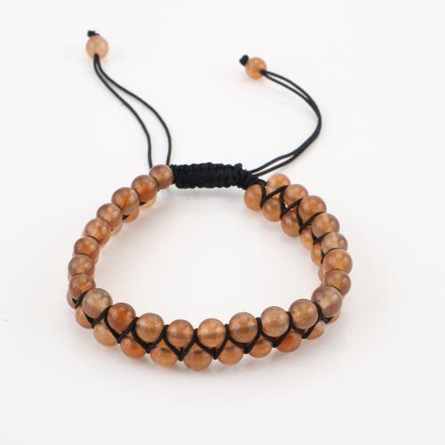 pierre gemme bracelet, Rond, Double couche & unisexe, orange, Vendu par PC