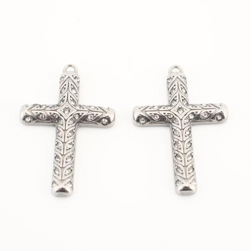 Nerūdijančio plieno Cross Pakabukai, 304 Nerūdijantis plienas, Kirsti, Pasidaryk pats, Originali spalva, 34x22x3mm, Pardavė PC