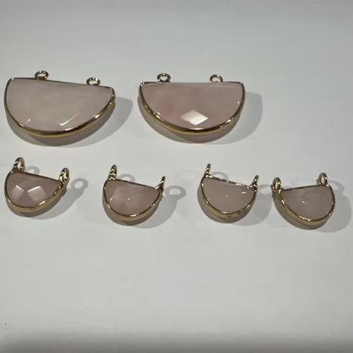 Természetes Quartz Medálok, Rose Quartz, Kupola, DIY & különböző méretű a választás, Lyuk:Kb 2mm, Által értékesített PC