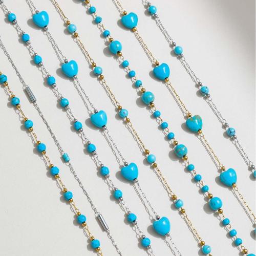 Decorative Beaded Chain 304 Stainless Steel with turquoise plated DIY Sold By m