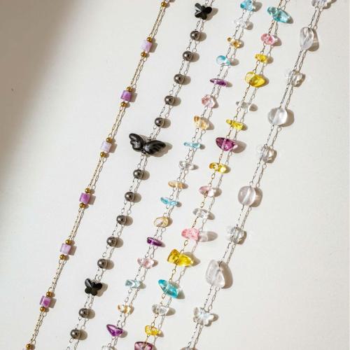 Decorative Beaded Chain 304 Stainless Steel with Gemstone plated DIY Sold By m