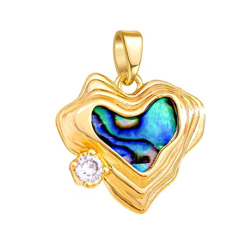 Φυσικό Abalone Shell Μενταγιόν, Ορείχαλκος, με Abalone Shell, επιχρυσωμένο, DIY & διαφορετικά στυλ για την επιλογή & μικρο ανοίξει κυβικά ζιρκονία, pendant size 17-22mm, Sold Με PC
