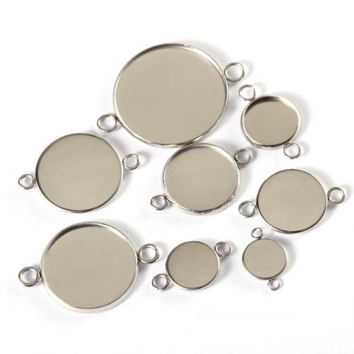 ROSTFRITT STÅL Kontaktdon Cabochon Setting, Flat Round, plated, olika storlek för val & 1/1 slinga, fler färger för val, Hål:Ca 1.5mm, 100PC/Lot, Säljs av Lot