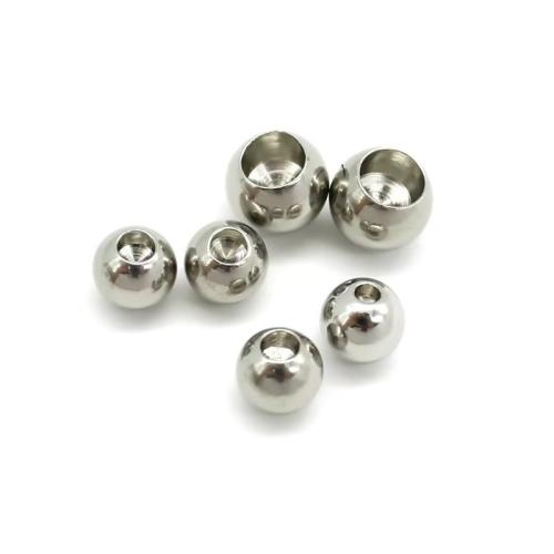 Edelstahl-Beads, Edelstahl, verschiedene Größen vorhanden, Silberfarbe, 500PCs/Tasche, verkauft von Tasche