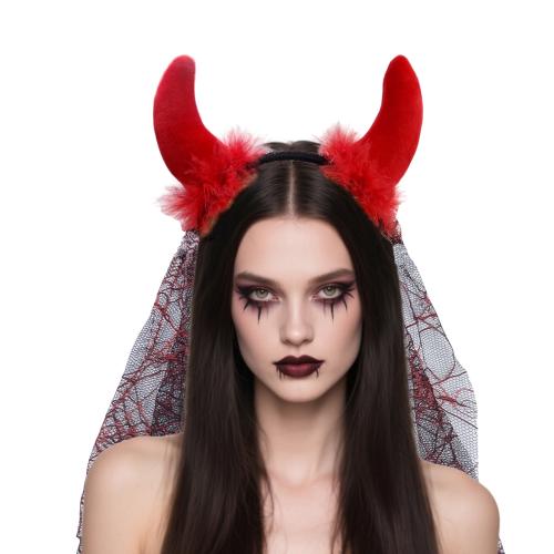Klud Hair Band, Horn, håndlavet, Halloween Design & for kvinde, flere farver til valg, Solgt af PC