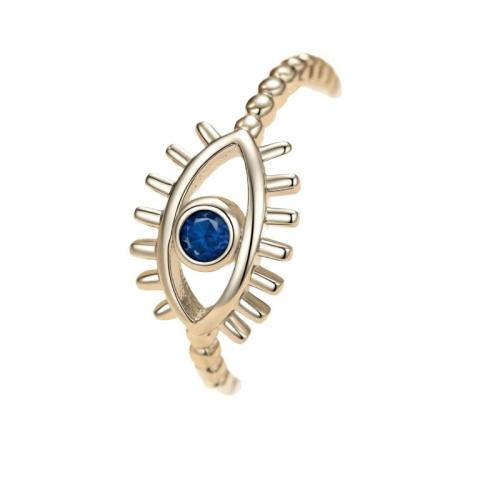 metal Anillo de dedo Cuff, ojo de malvado, chapado, para mujer & con diamantes de imitación, más colores para la opción, Vendido por UD