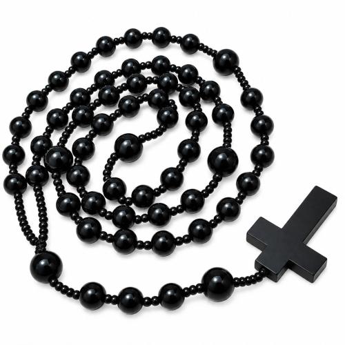 Agate Ogrlica, Staklene perle, s Drvo, modni nakit, crn, Prodano By PC