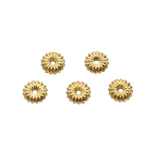 Entretoise de perles en laiton, fleur, Plaqué d'or, DIY, 5.90x1.50mm, Trou:Environ 0.5mm, Vendu par PC