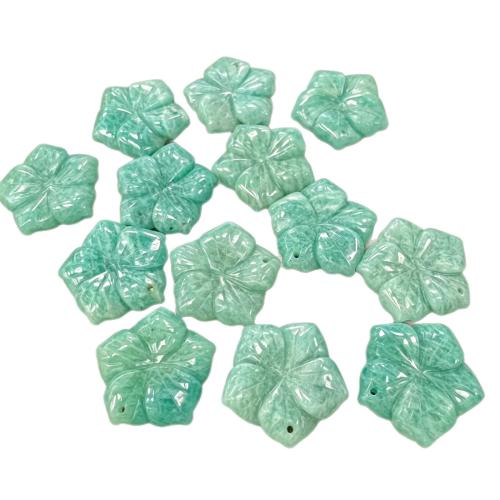 Bijoux Pendentifs en pierres gemmes, Amazonite, fleur, gravé, DIY, 30x6mm, Vendu par PC