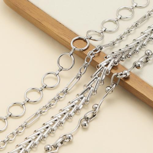 Rostfritt stål Smycken Kedja, 304 rostfritt stål, guldfärg pläterade, DIY, silver, Säljs av m