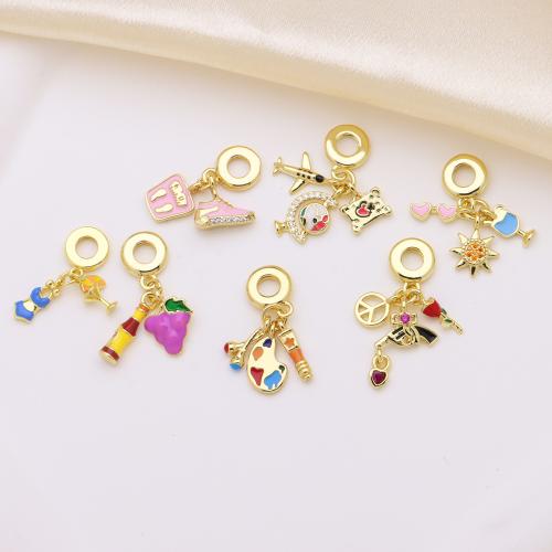 Cilindrata Zircone micro pavimenta il pendente di ottone, placcato color oro, DIY & stili diversi per la scelta & Micro spianare cubic zirconia & smalto, nessuno, Venduto da PC