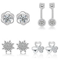 Cubic Zirconia Micro άνοιγαν Sterling Silver Σκουλαρίκι