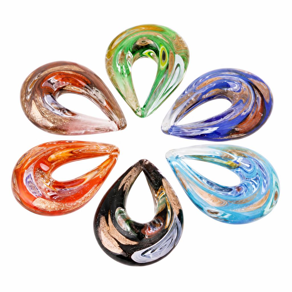 Auksas Smėlio Lampwork Pakabukai
