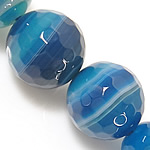 Perle Agate bleue naturelle, agate lace, Rond, facettes, bleu, 10mm, Trou:Environ 1-2mm, Longueur Environ 15 pouce, 5Strandstoron/lot, Vendu par lot