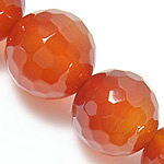 Naturlig rød agat perler, Red Agate, Runde, facetteret, 10mm, Hole:Ca. 1-1.2mm, Længde Ca. 15 inch, 5Strands/Lot, Solgt af Lot