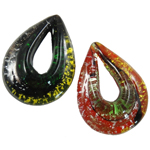 Móda Lampwork Přívěsky, Vinuté, Slza, smíšené barvy, 40x53x14mm, Otvor:Cca 24x10mm, 12PC/Box, Prodáno By Box