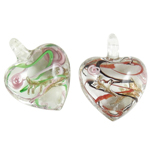 Fashion Lampwork Hangers, Hart, gemengde kleuren, 31x27x19mm, Gat:Ca 5mm, 12pC's/box, Verkocht door box