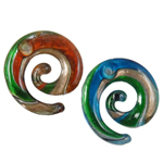 Móda Lampwork Přívěsky, Vinuté, smíšené barvy, 48x50x7mm, Otvor:Cca 5mm, 12PC/Box, Prodáno By Box