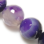 Natuurlijke Purple Agaat kralen, Paarse Agaat, Ronde, streep, 12mm, Gat:Ca 1.5-2mm, Lengte Ca 14.5 inch, 5strengen/Lot, Verkocht door Lot