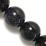 Blue Goldstone Beads, Ronde, natuurlijk, 14mm, Gat:Ca 1.2-1.4mm, Lengte Ca 15.5 inch, 5strengen/Lot, Ca 27pC's/Strand, Verkocht door Lot