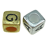 ABS Plastic alfabet kralen, Kubus, gemengde kleuren, 6x6mm, Gat:Ca 3.5mm, 2322pC's/Bag, Verkocht door Bag