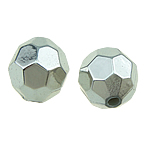 Perles en plastique ABS, Rond, facettes, argent, 12mm, Trou:Environ 2mm, 600PC/sac, Vendu par sac